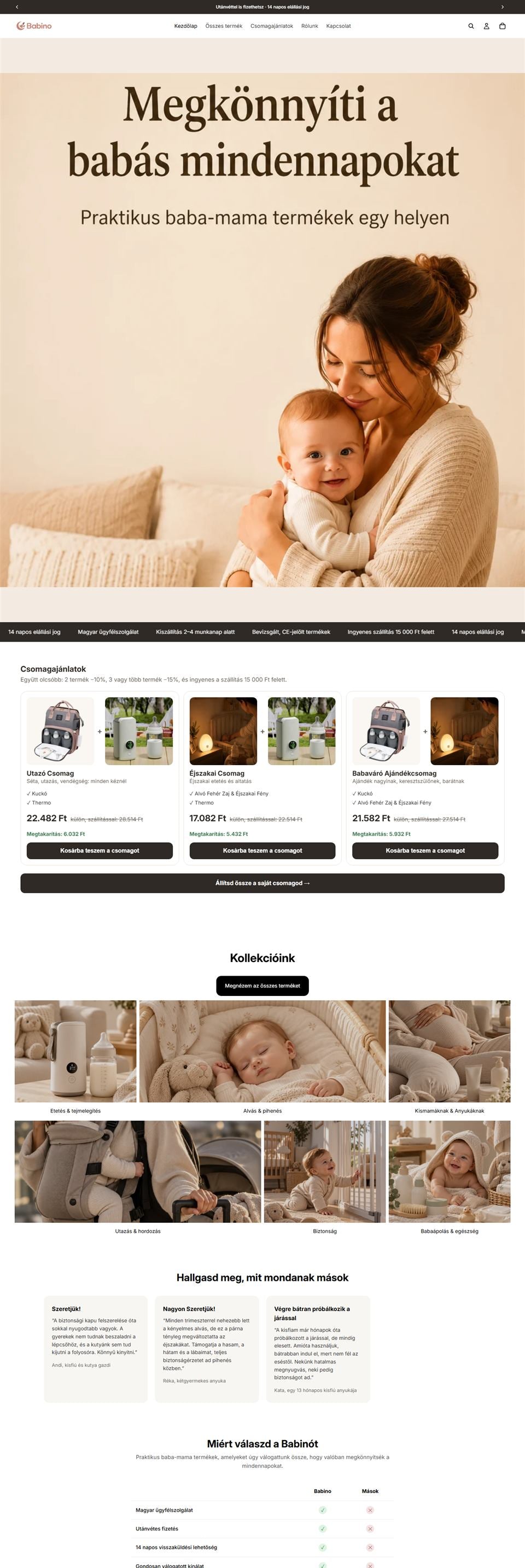 Példa egy webshop főoldalára